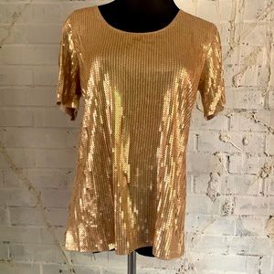 Flounce Gold Sequin Top blouse size Small